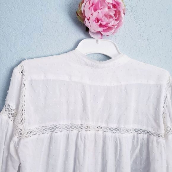 Free People Everyday Every Girl White Swiss Dot Button Down Top - Picture 8 of 8